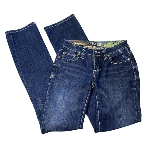 Adiktd y2k Embroidered Embellished Grunge Low-Rise Skinny Jeans - Picture 1 of 15